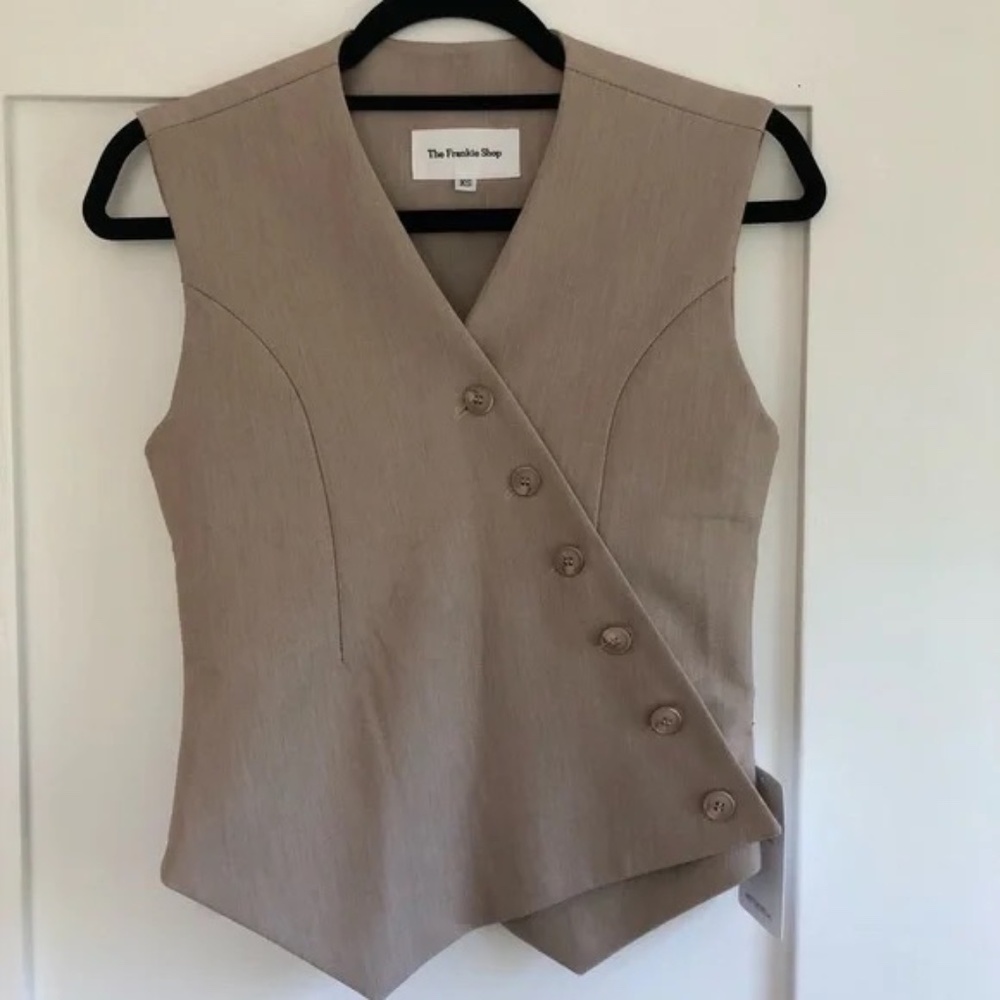 The Frankie Shop Maesa Cross Taupe Waistcoat Vest Size XS